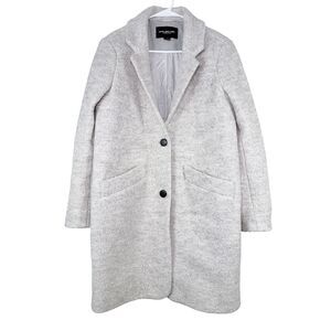 Marc New York Women 10 Boucle Wool Blend Coat Heather Grey Notch Lapel Warm